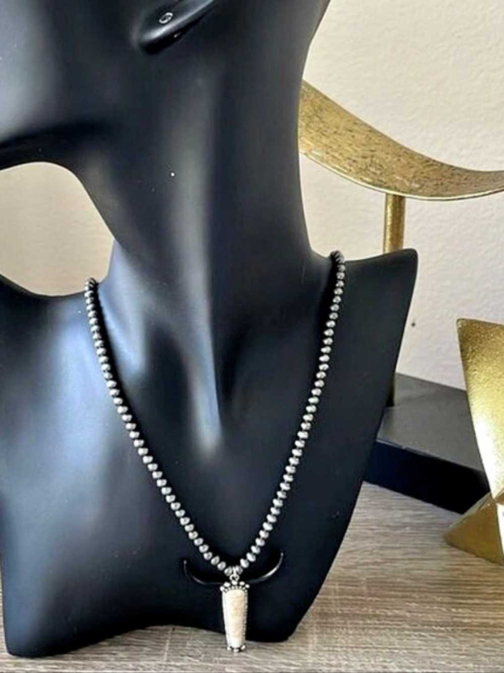 Free People Black & Cream Horn Tusk Statement Necklace35